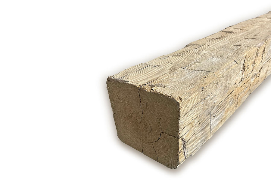 Reclaimed Hand-Hewn Mantel, Single Pocket