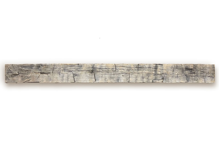 Hand-Hewn White Oak Mantel, Weathered Gray